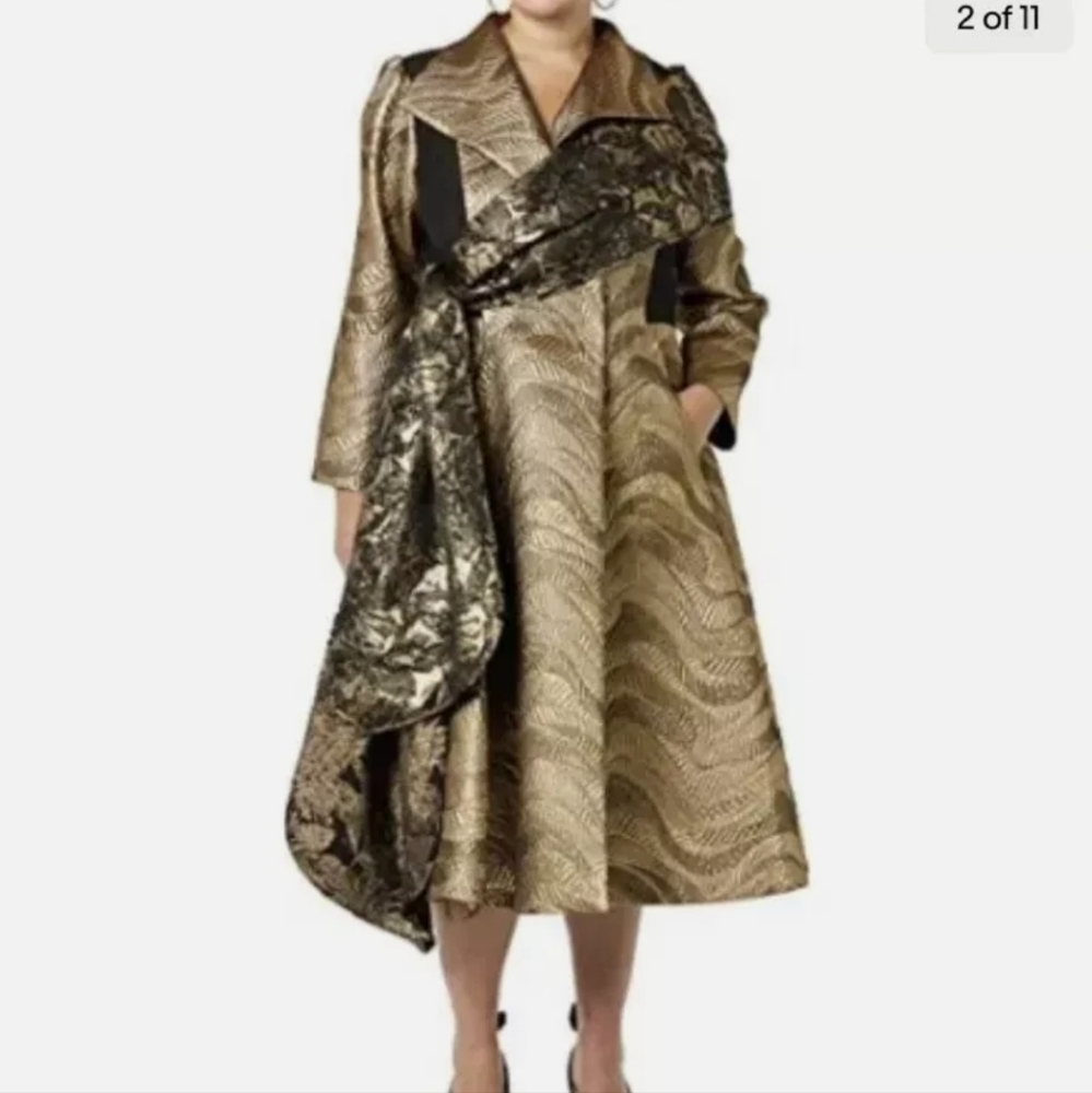 Making the Cut Season 3 Jacquard Metallic Coat with sash/scarf